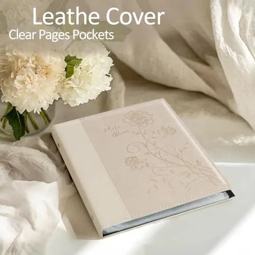Miaikoe 8x10 Photo Album 2 Packs Beige Leather Cover Holds 100 Vertical Photos | Classic Wedding & Family Picture Book thumbnail 4