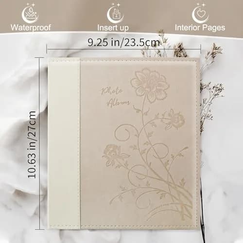 Miaikoe 8x10 Photo Album 2 Packs Beige Leather Cover Holds 100 Vertical Photos | Classic Wedding & Family Picture Book thumbnail 2