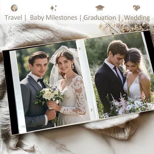Miaikoe 8x10 Photo Album 2 Packs Beige Leather Cover Holds 100 Vertical Photos | Classic Wedding & Family Picture Book thumbnail 3