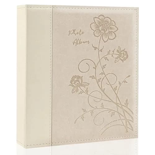 Miaikoe Beige Leather Cover 8x10 Photo Album 100 Vertical Photos | Classic Slip-In Picture Book thumbnail 1