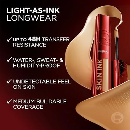 L'Oreal Paris Infallible Skin Ink 2-in-1 Foundation Concealer 125 Light Warm | Up to 48HR Transfer-Resistant Matte thumbnail 4