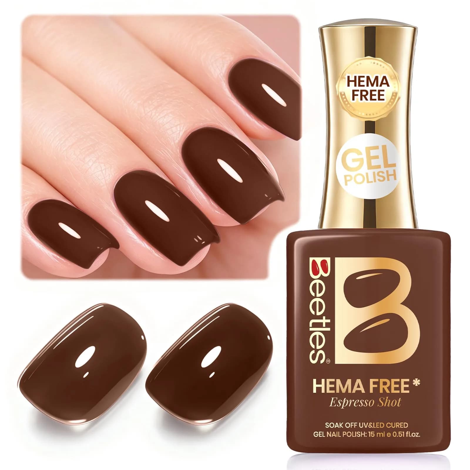 Beetles Gel Nail Polish Espresso Shot 15ml (0.51 Fl Oz) | Hema-Free Soak-Off UV/LED Gel