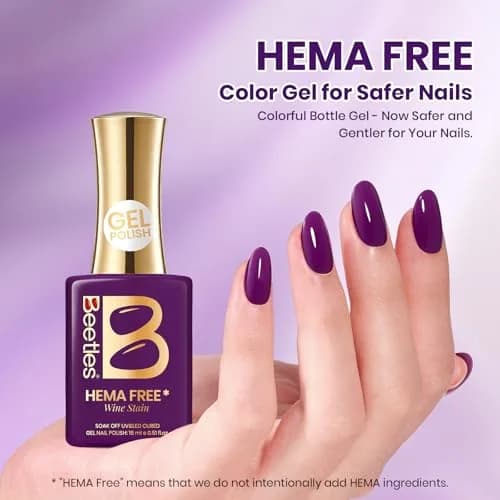 beetles Gel Polish Wine Stain Dark Purple Gel Nail Polish 7.4ml (0.25 Fl Oz) | HEMA-Free, Long-Lasting, Glossy Finish thumbnail 2