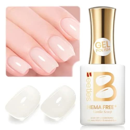 Beetles Gel Polish Vanilla Scoop Milky White Jelly Gel Nail Polish 15ml | Sheer & Buildable thumbnail 1