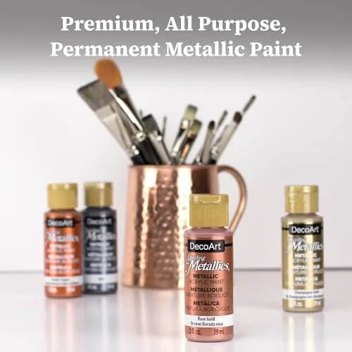 DecoArt Americana Dazzling Metallics Acrylic Paint Set 2 fl oz (59 ml) Bottles | Shimmering Metallic Craft Paints for Canvas, Wood & DIY Projects thumbnail 3