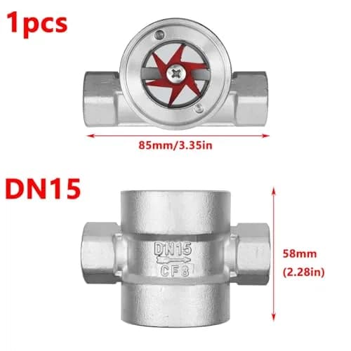 Antrader 1/2" NPT Female Stainless Steel Flow Indicator with Impeller | DN15-1/2" Sight Glass thumbnail 2