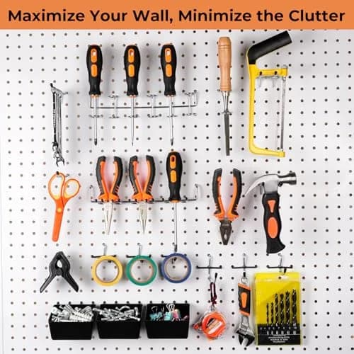 INCLY 120PCS Pegboard Accessories Organizer Kit with Pegboard Hooks & Bins | Heavy Duty Metal & Plastic Set thumbnail 2