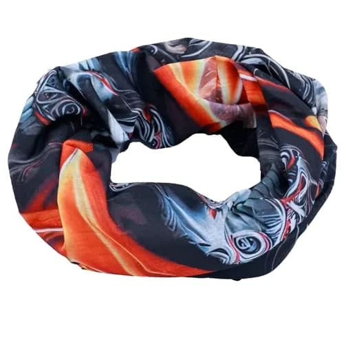 Obacle Skull Gray Face Orange 3D Tube Mask Bandana for Dust, Wind, UV Sun Protection thumbnail 4