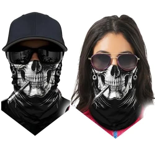Obacle Skull With Cigar White Face 3D Skull Mask for Dust, Wind, UV Sun Protection thumbnail 3