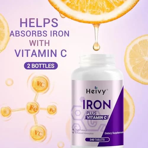 Heivy Ferrous Sulfate 325mg | High Potency Iron Supplement for Women & Men, 240 Tablets (2 Pack) thumbnail 2