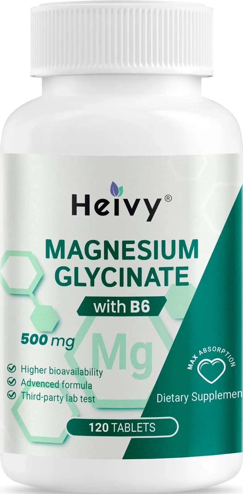Heivy Magnesium Glycinate 500mg | Supports Deep Sleep & Muscle Relaxation - main product image
