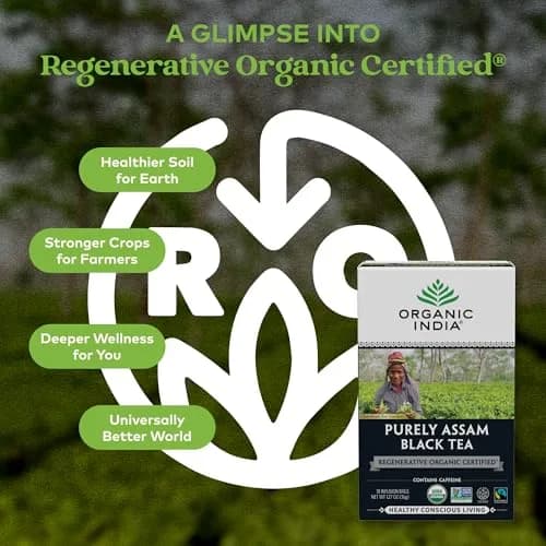 ORGANIC INDIA Purely Assam Black Tea 18 Bags | USDA Organic, Regenerative Certified thumbnail 2