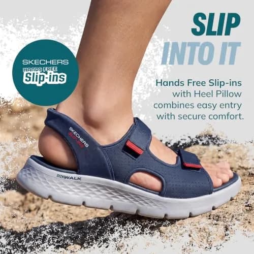 Skechers Men’s Hands Free Slip-Ins Go Walk Flex Easy Entry Sandal, Navy/Red, 8 | Lightweight Comfort for Active Men thumbnail 5