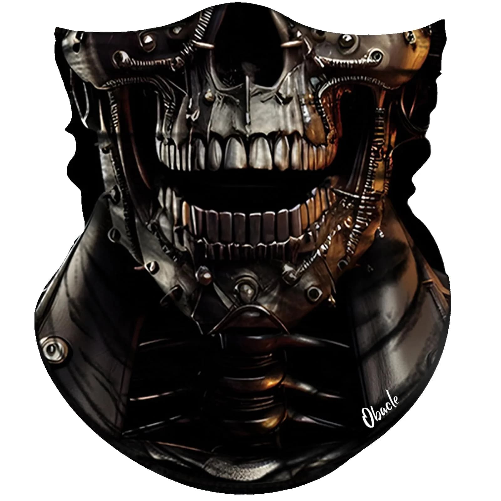 Obacle Skull Mechanical Face Black Half Mask for Dust, Wind, UV Sun Protection