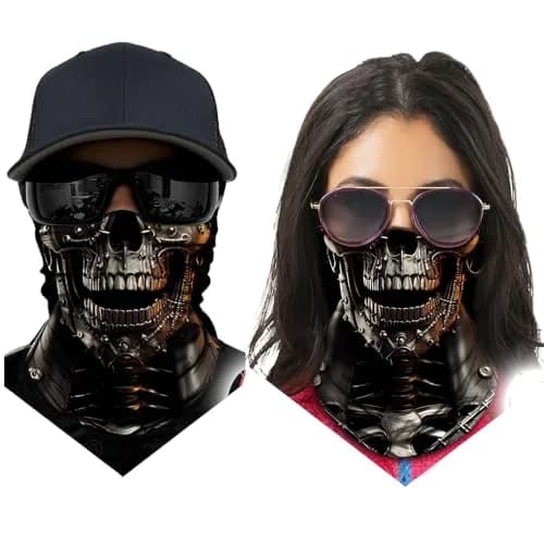 Obacle Skull Mechanical Face Black Half Mask for Dust, Wind, UV Sun Protection thumbnail 3