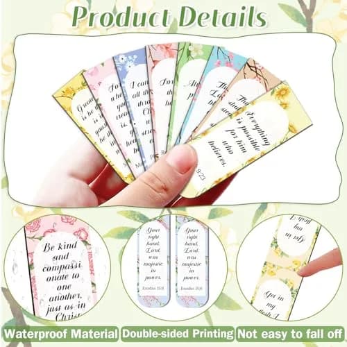 Diteryy Flower Bible Magnetic Bookmarks 100 Pack | Inspirational Christian Page Markers for Books thumbnail 2