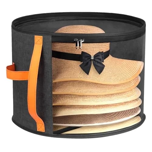 kushon Oversized Clear Hat Storage Box for Women, Cowboy Hat Organizer for Closet, Wide Brims Hat Case with Carrying Handles, Hat Bag (Black) | Holds 6-9 Hats thumbnail 1