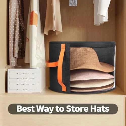 kushon Oversized Clear Hat Storage Box for Women, Cowboy Hat Organizer for Closet, Wide Brims Hat Case with Carrying Handles, Hat Bag (Black) | Holds 6-9 Hats thumbnail 5