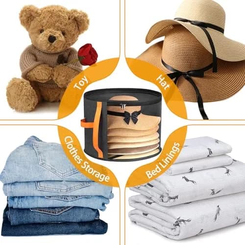 kushon Oversized Clear Hat Storage Box for Women, Cowboy Hat Organizer for Closet, Wide Brims Hat Case with Carrying Handles, Hat Bag (Black) | Holds 6-9 Hats thumbnail 7