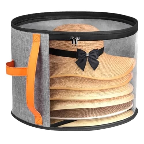 kushon Oversized Clear Hat Storage Box for Women, Wide Brim Cowboy Hat Organizer, 17x11 inches, Grey thumbnail 1