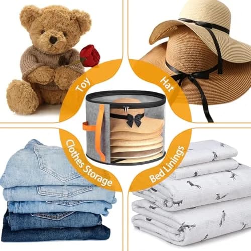 kushon Oversized Clear Hat Storage Box for Women, Wide Brim Cowboy Hat Organizer, 17x11 inches, Grey thumbnail 7