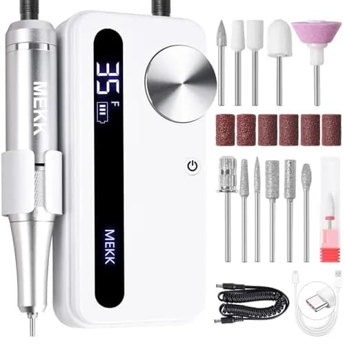 MEKK Professional Nail Drill 35000RPM Cordless E-File with LCD Display | Salon-Quality Nail Care thumbnail 1