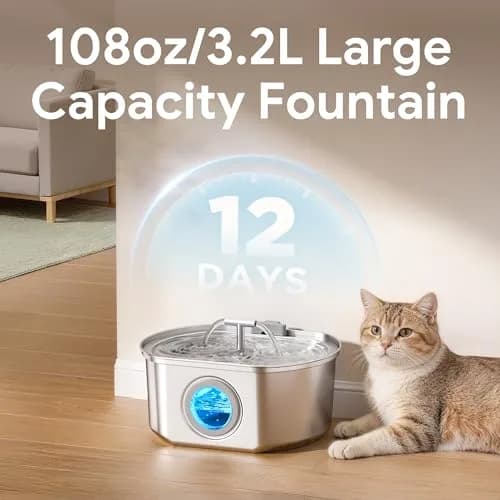 Neareal Cat Water Fountain Stainless Steel 3.2L | Durable, Quiet & Easy to Clean thumbnail 5