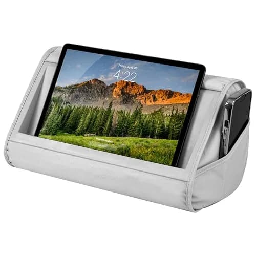 LapGear Tablet Pillow Stand Gray 11” Slot | Microbead Cushion for Hands-Free Use thumbnail 1