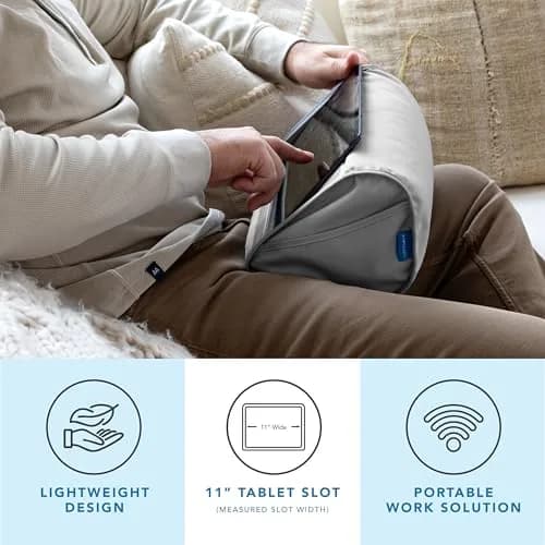 LapGear Tablet Pillow Stand Gray 11” Slot | Microbead Cushion for Hands-Free Use thumbnail 2