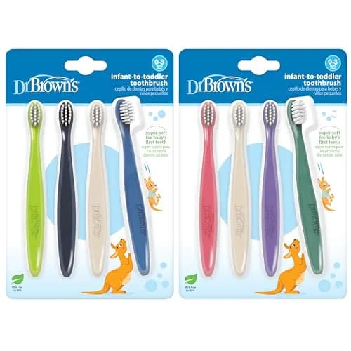 Dr. Brown's Infant-to-Toddler Toothbrush Set, Soft & Gentle, 8-Pack | BPA Free for Baby 0-3 Years thumbnail 1
