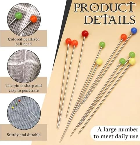 Zerodis Sharp Pin 30mm Multicolor Glass Ball Head Sewing Needles | Wide Application, 800/1000 pcs thumbnail 5