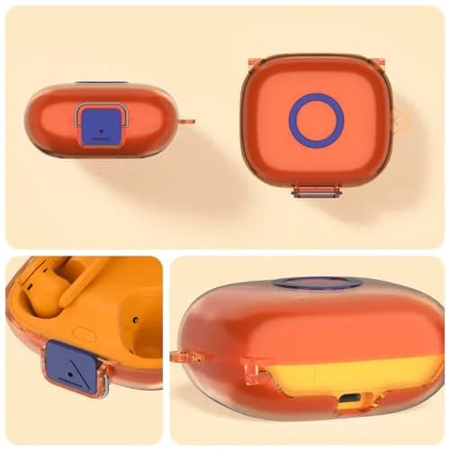 Nimuw Secure Lock Case for Beats Powerbeats Pro 2, Clear Orange | Full Body Protection with Carabiner & Cleaning Kit thumbnail 4
