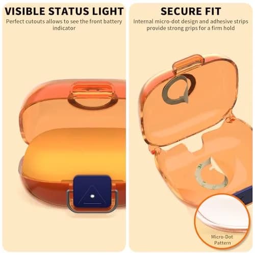 Nimuw Secure Lock Case for Beats Powerbeats Pro 2, Clear Orange | Full Body Protection with Carabiner & Cleaning Kit thumbnail 5