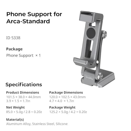 SMALLRIG Metal Phone Mount with Baseplate for Arca-Swiss - 5338 | Versatile, Durable & Compatible with DJI RS Mini thumbnail 7