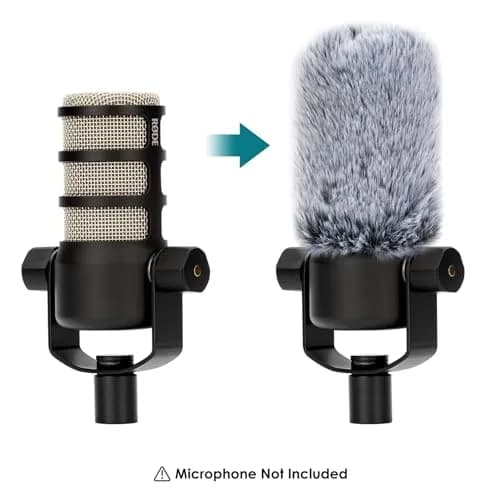 YOUSHARES PodMic Pop Filter Furry Cover - Mic Windscreen Wind Cover for Rode PodMic, Blocks Out Plosives, Gray thumbnail 4