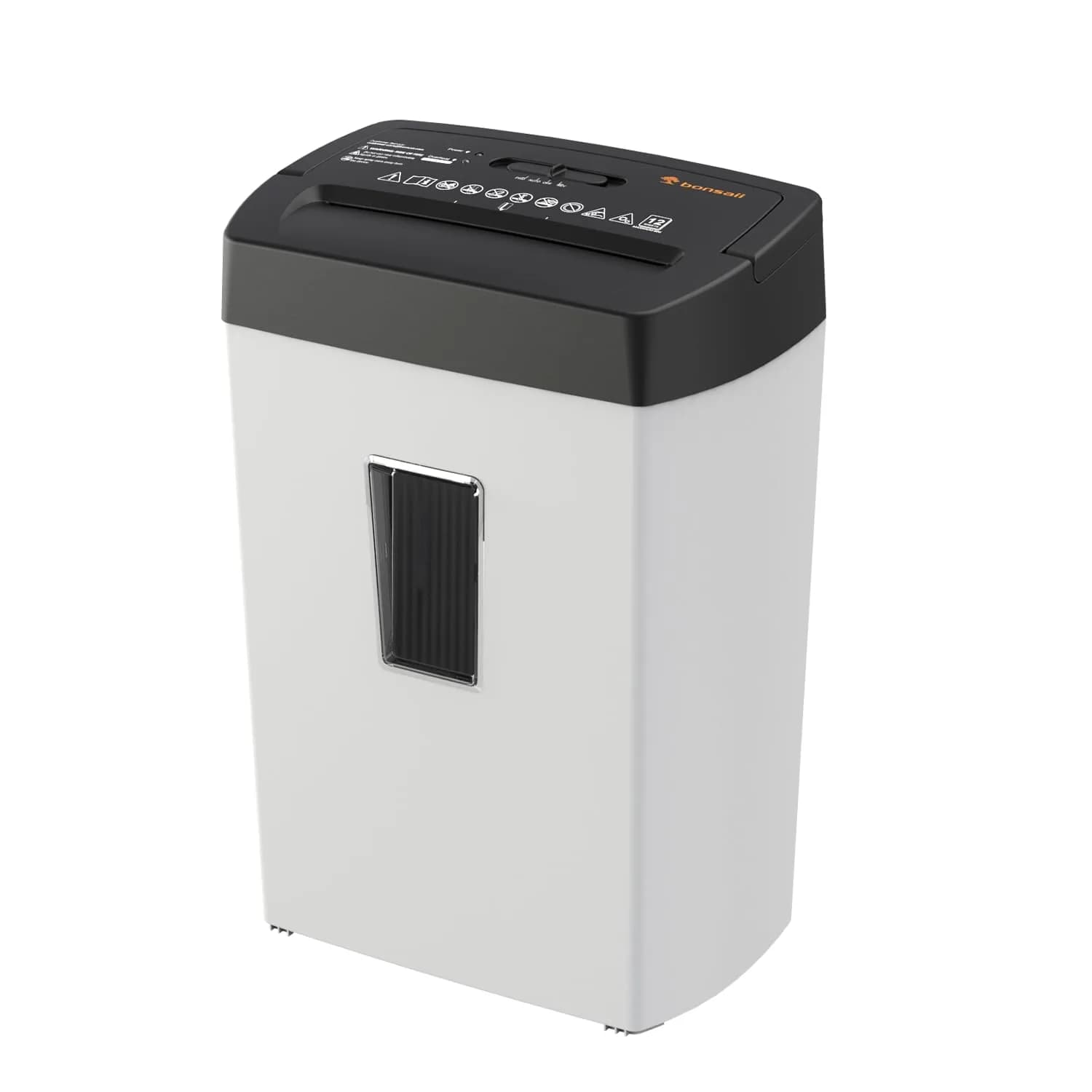 Bonsaii 12-Sheet Cross Cut Paper Shredder 5.46 kg (12 lb) | P-4 Security for Home Office Documents — White Black / Large