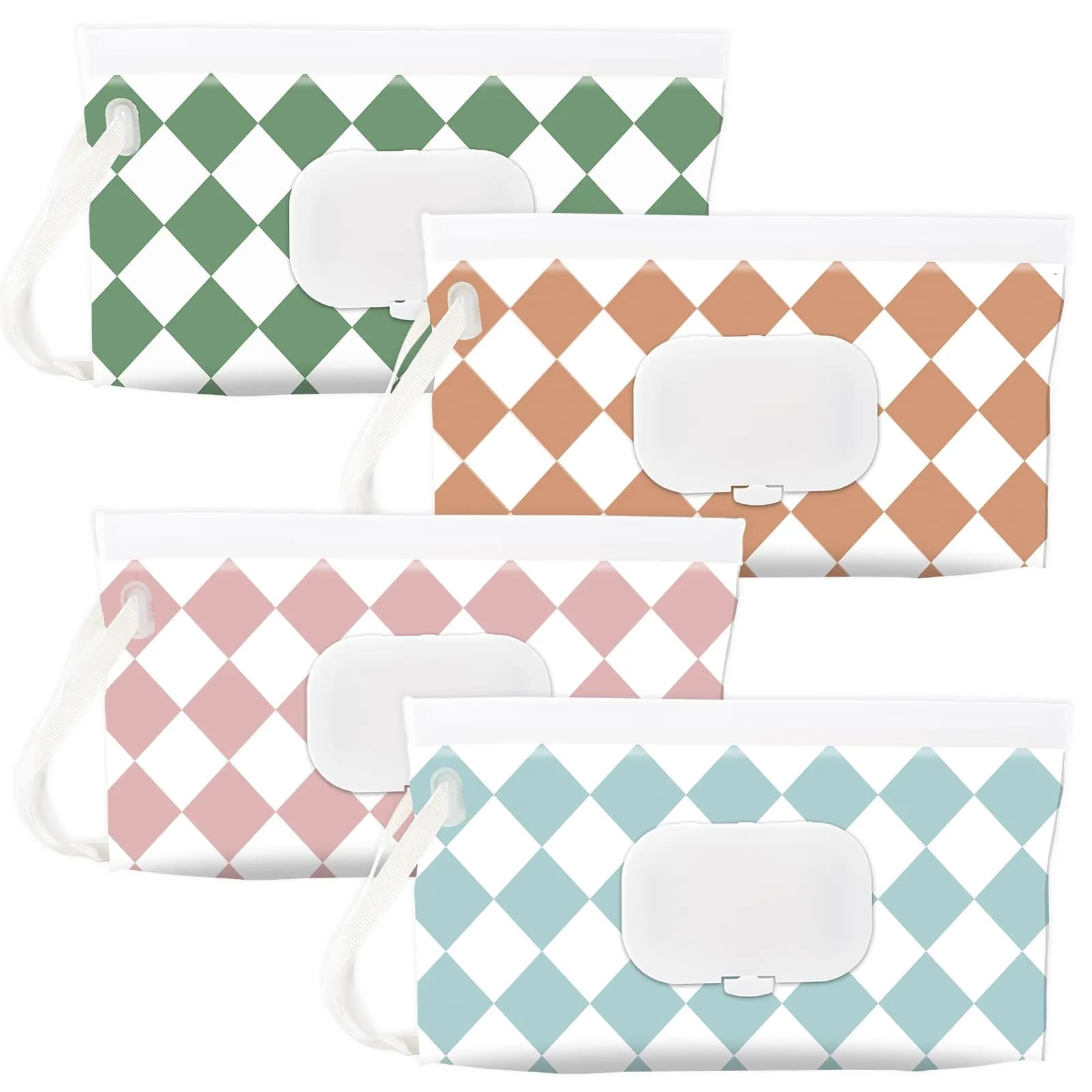 FEBSNOW Baby Wipe Dispenser Holder 4-Pack | Portable Refillable Wet Wipe Pouch 25cm (9.8")