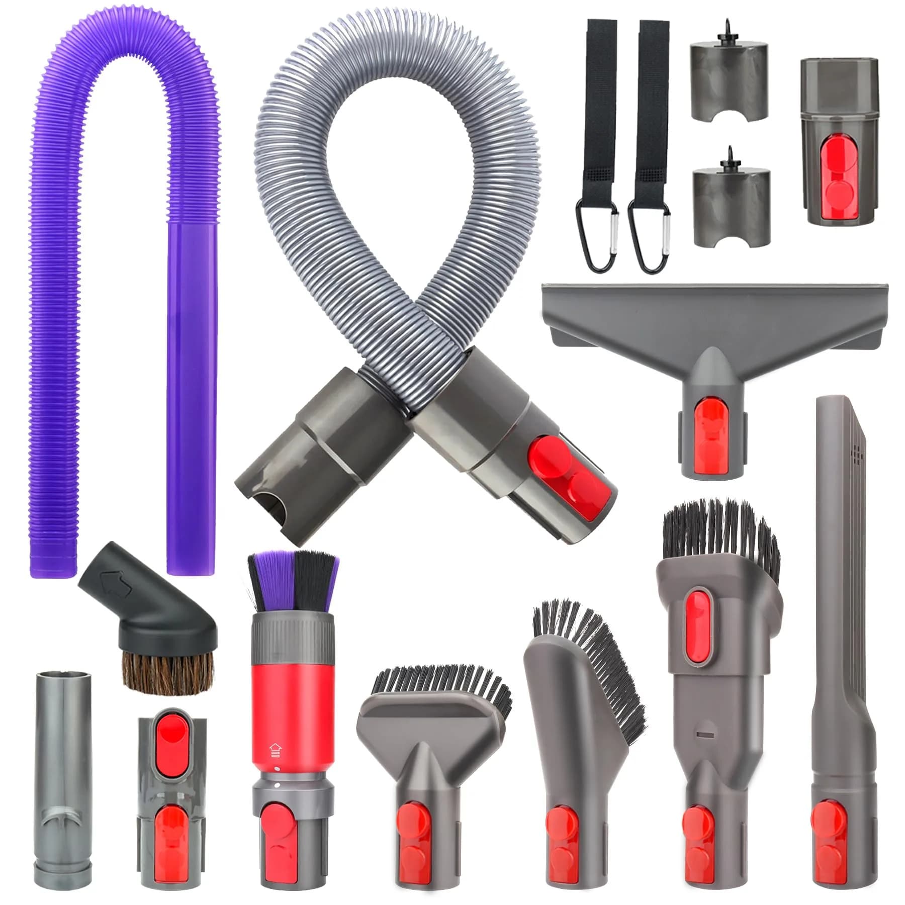 Fullclean Dyson Vacuum Cleaner Attachment Kit with Hose, Crevice Tool & Dryer Vent Cleaner (Gray)