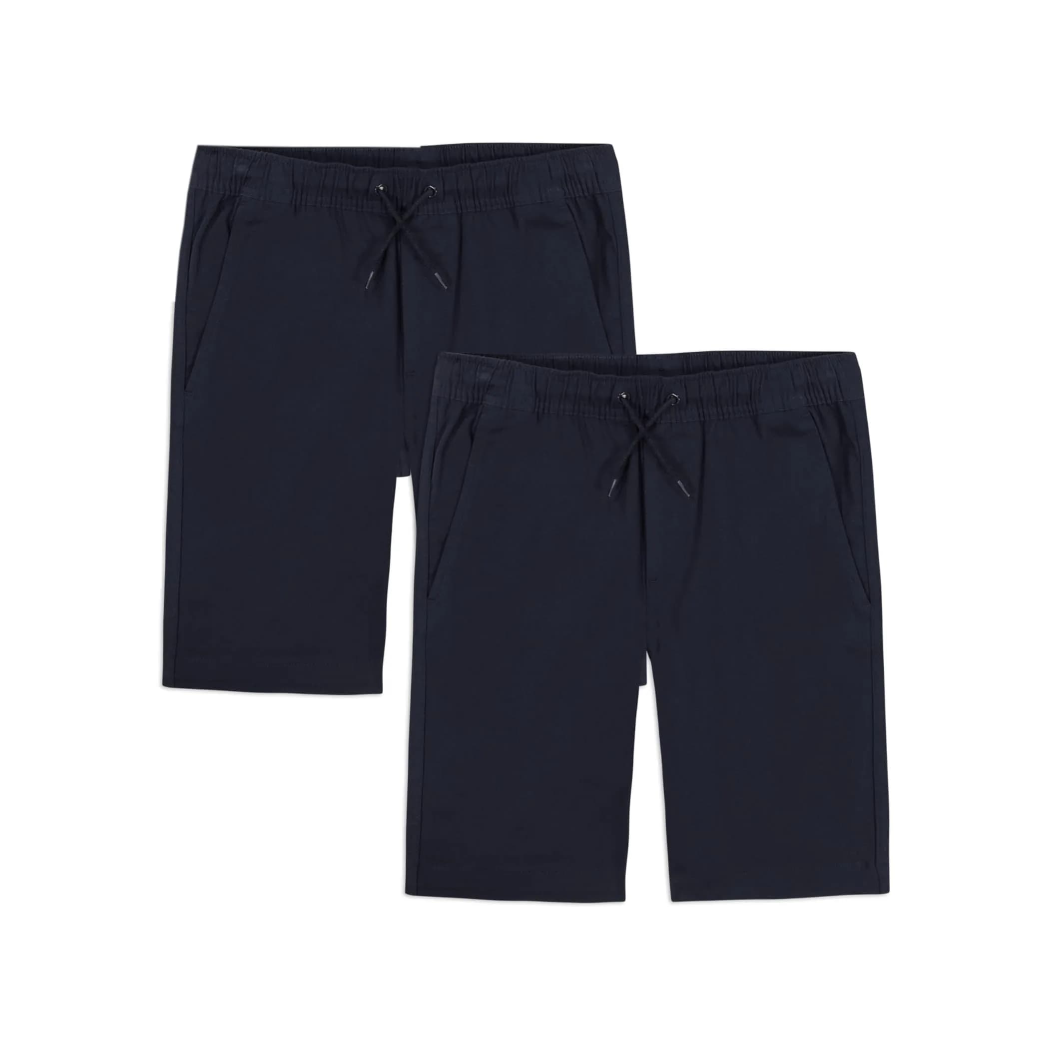 Approved School Wear Boys' School Uniform Pull On Shorts, Stretch Twill & Drawstring Waist, Navy/2-Pack | Comfortable & Durable