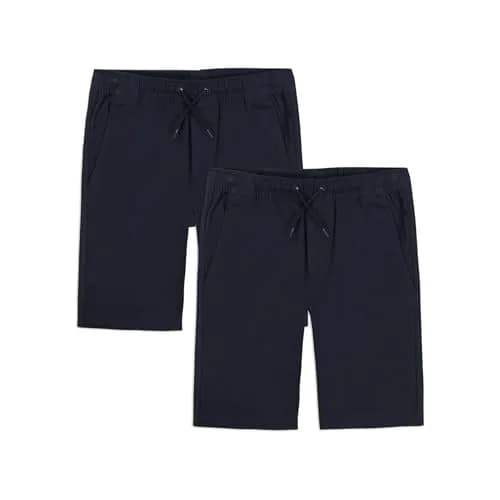 Approved School Wear Boys' School Uniform Pull On Shorts, Stretch Twill & Drawstring Waist, Navy/2-Pack | Comfortable & Durable thumbnail 1