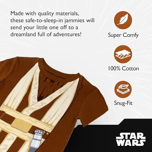 STAR WARS Boys' 2-Piece Snug-fit Cotton Pajama Set Size 8 | Officially Licensed Lucas Star Wars Merchandise thumbnail 2