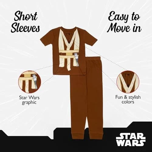 STAR WARS Boys' 2-Piece Snug-fit Cotton Pajama Set Size 8 | Officially Licensed Lucas Star Wars Merchandise thumbnail 3