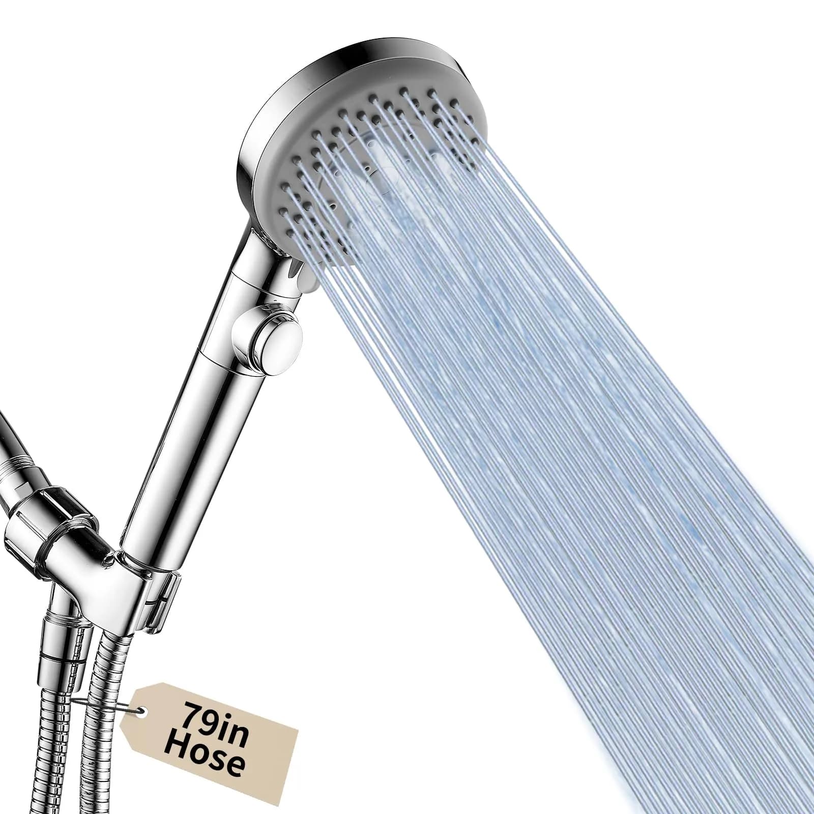 DOILIESE High Pressure Shower Head with Handheld Spray 6 Settings Chrome | 1.8 GPM Flow Rate — Chrome / 6 Modes and Power Wash