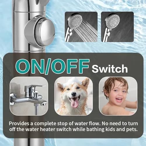 DOILIESE Handheld Shower Head with 79" Extra Long Hose 7 Modes, Chrome | High Pressure & Water Saving thumbnail 4