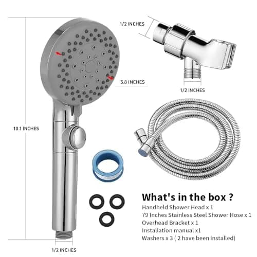 DOILIESE Handheld Shower Head with 79" Extra Long Hose 7 Modes, Chrome | High Pressure & Water Saving thumbnail 7