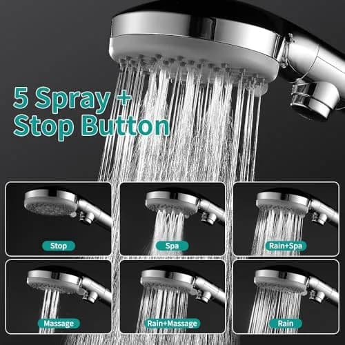 DOILIESE Handheld Shower Head with 79" Extra Long Hose 7 Modes, Chrome | High Pressure & Water Saving thumbnail 2