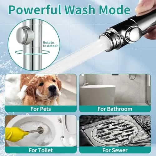 DOILIESE Handheld Shower Head with 79" Extra Long Hose 7 Modes, Chrome | High Pressure & Water Saving thumbnail 3