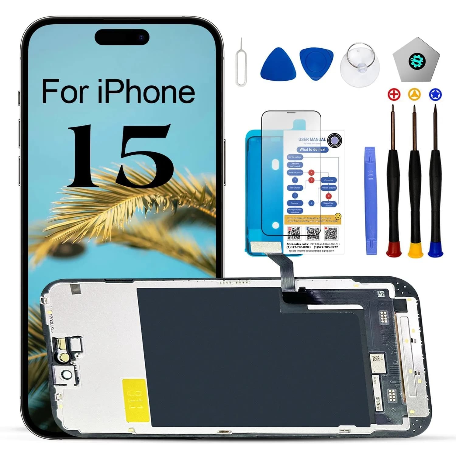 EFAITHLIFE iPhone 15 Screen Replacement 6.1 inch LCD Display with Tools Set