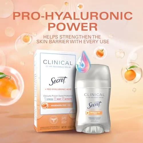 Secret Clinical Strength Invisible Solid Antiperspirant Deodorant for Women, Mandarin Fizz Scent, 40.8 g (1.6 oz) thumbnail 6
