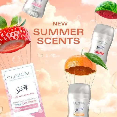 Secret Clinical Strength Invisible Solid Antiperspirant Deodorant for Women, Mandarin Fizz Scent, 40.8 g (1.6 oz) thumbnail 7